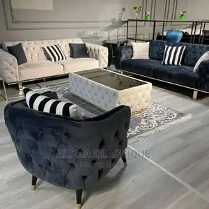 Luxury 7 Seater Living Room Fabric Made Royal Sofa Chair.