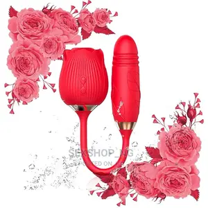 2in1 Dual Sucking Rose Plus Thrusting Dildo Vibrator
