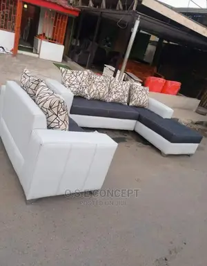 L- Shaped Leather/ Fabric Sofa With a Single Available