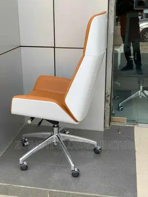Swivel Leather Office Chair With Wooden Back / Imported Swivel Chair