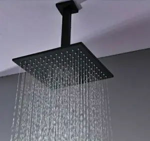 Rainfall Black Shower Head With Ceiling Rod