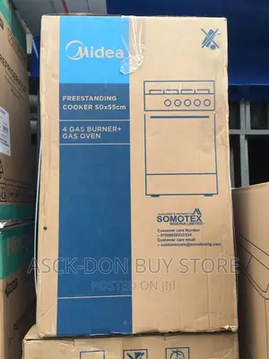 Midea 4 Burner Standing Gas Cooker With Oven, 2yearswarranty
