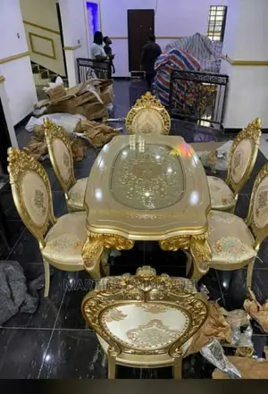 Golden Wooden Antique Dinning Set