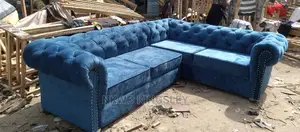 Luxury L-Shaped Living Room Leather Fabric Made Sofa Chair.