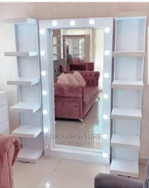 Big Mirror, Lights and Shelf (Can Be Used as a Dresser Set)