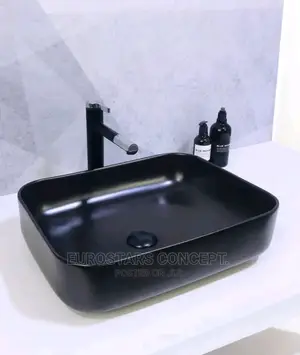 Black Ceramic Wash Hand Basin With Tap.