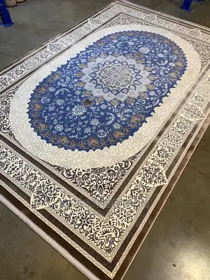 5x7fts Navy Blue and Brown/Gold Arabian Center Rug (7x10fts/8x11fts)