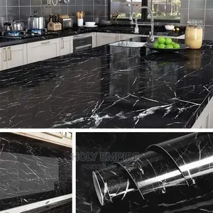 Black Marble Paper Self Adhesive Wallpaper Vinyl Oil Proof