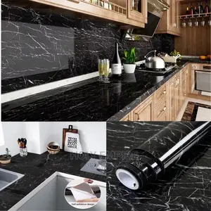 Black Marble Paper Self Adhesive Wallpaper Vinyl Oil Proof