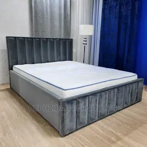 6 X 6 Padded Upholstered Bedframe With Bedside Drawers