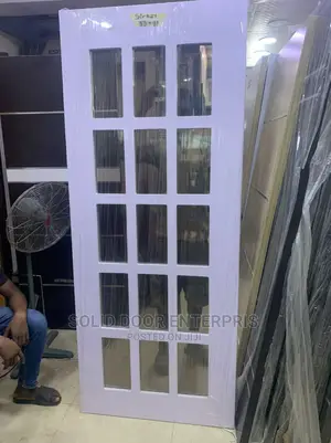 Perfect White HDF Door With Glass Design for Sale
