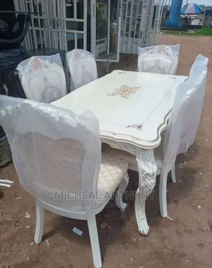 Royal Design Wood Dining Table With Six Chairs