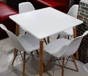 Unique Wood Dining Table by 4 White Colour