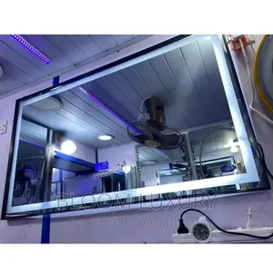 Large Black Framed Bluetooth LED Mirror With Speakers
