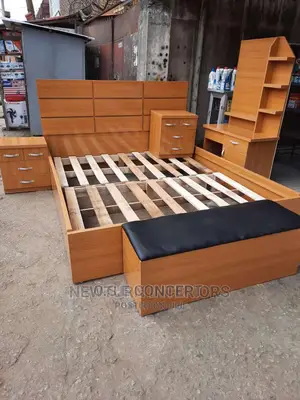 6 by 6 Bed Frame With Bedside,Dressing Mirror Ottoman