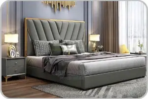 6 By 6 Padded Grey Bed Frame With Bedside