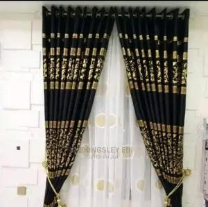 High Reflective Gold on a Black Background Curtain