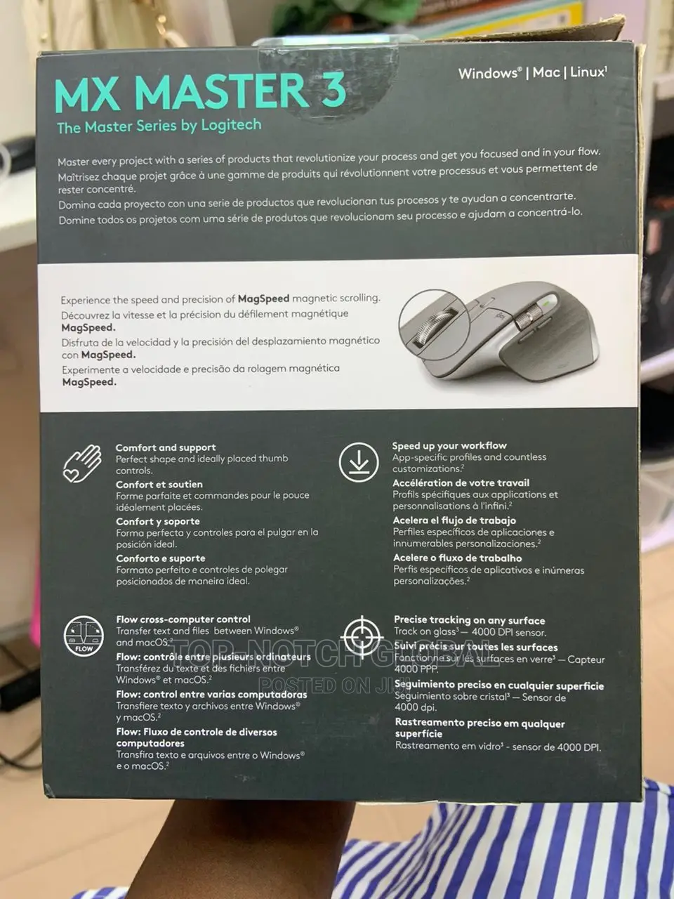 Logitech Mx Master 3 Gray Wireless Optical Mouse.