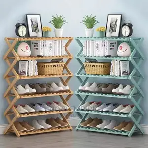 Shoe Rack Simple Folding Bamboo Shoes Rack