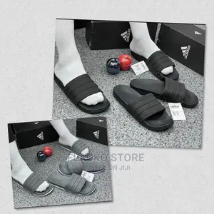 Original Adidas Cloudfoam Black Grey Slides