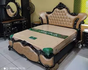 New Modern Royal Bed With Drawers and Mirror Console