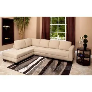 L Shaped Cream Fabric Sofa