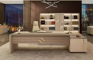 Modern Executive Office Table With Bookshelve 1.8mtr/2mtr