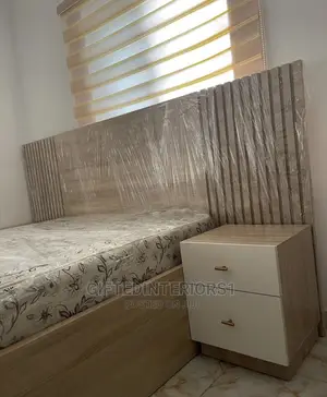 6 by 6 Wooden Bed Frame With Bedside Cupboard