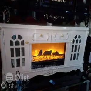 Royal Television Stand With Electric Fire Display - White