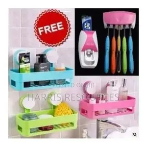 3 Bathroom Shelf Plus Toothpaste Dispenser and Holder