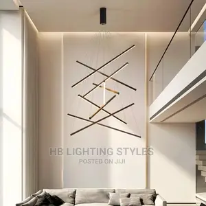 Nordic Black Led Chandelier Stair Line Chandeliers
