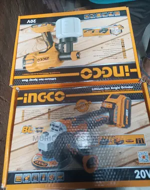 Ingco Combo Wireless Spray Gun and Grinder With 4 Batteries