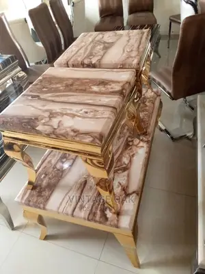 Imported Marble Centre Table With Two Side Stools.