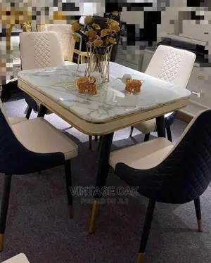 Exquisite Marble Dining Table With 4 Chairs in Square Shape.