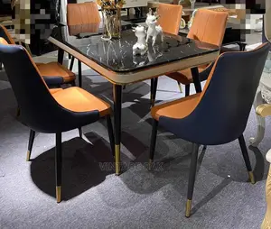 Classic Marble Dining Table With Six Chairs