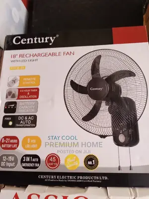 Century Rechargeable Wall Fan 18 Inches