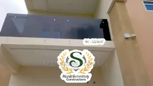 Dark Grey Balcony Glass Railing at Garki 2