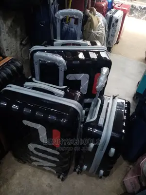 Set of 3 Fun Black Rubber Plastic Traveling Luggage Boxes