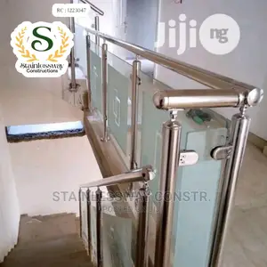 Stainless Frosted Glass Balcony Railing at Kado District Abuja