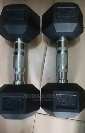 7.5kg Black Commercial Hexagon Dumbbell