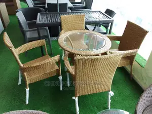 4 Seaters Rattan Chairs and Table With Glass Top