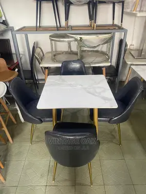 Luxury Dining Table With 4chairs/Golden Leg.