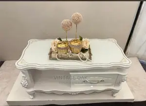 Royal Design Table With Storage Cabinets.