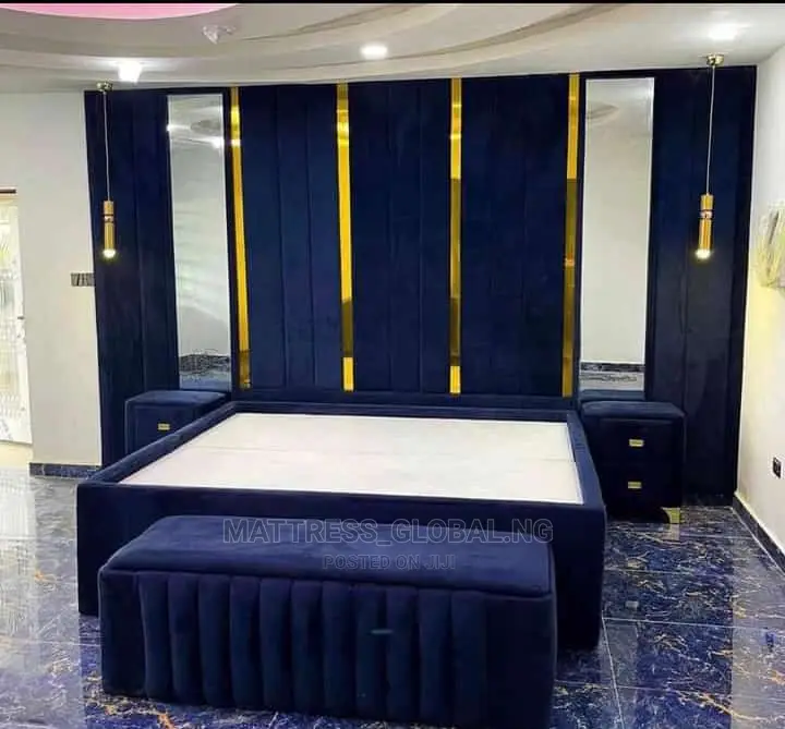 6 by 6 Padded Bed Frame With Side Mirror
