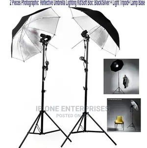 Photo Studio Free Delivery Flash Light Black Silver Umbrella