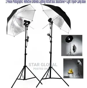 Reflective 2PCS Black Silver Photography Umbrella Lighting