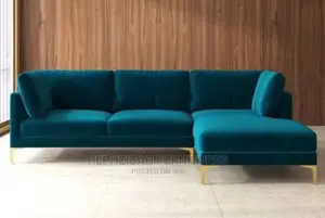 L Shaped Green Chesterfield Sofa