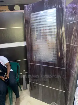 Solid HDF Door With Glass Design Available for Sale