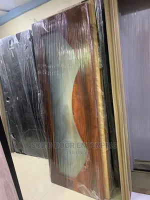 Solid HDF Front Door With Glass Design