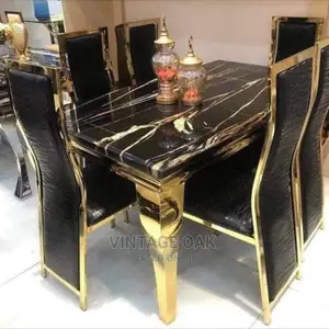 Executive Marble Dining Table With 6 Luxury Chairs.